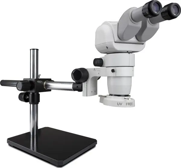 Scienscope CMO-PK5S-E1 E-Series 20° Fixed Binocular Microscope with Boom Stand & LED Ring Light