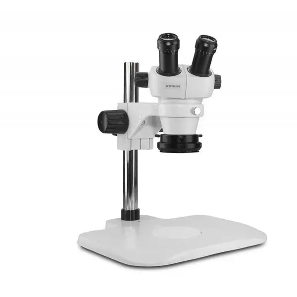 Scienscope ELZ-PK1-R3 ELZ-Series Binocular Microscope with Post Stand, High Intensity Ring Light & Polarizer