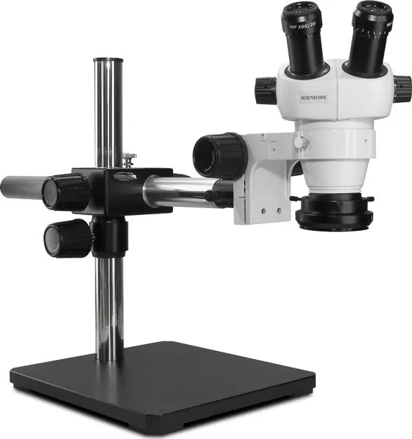 Scienscope ELZ-PK5S-R3 ELZ-Series Binocular Microscope with Boom Stand, High Intensity LED Ring Light & Polarizer