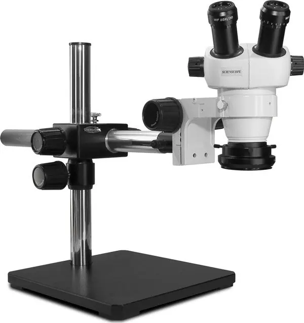 Scienscope ELZ-PK5S-R3E ELZ-Series Binocular Microscope with Boom Stand & High Intensity LED Ring Light