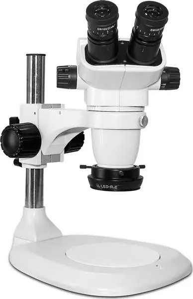 Scienscope SZ-PK1-R3E SSZ-II Series Binocular Microscope with Post Stand & High Intensity LED Ring Light
