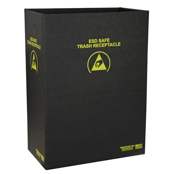 Protektive Pak 37812 Dissipative Trash Bin with Handles, 40 Gallon