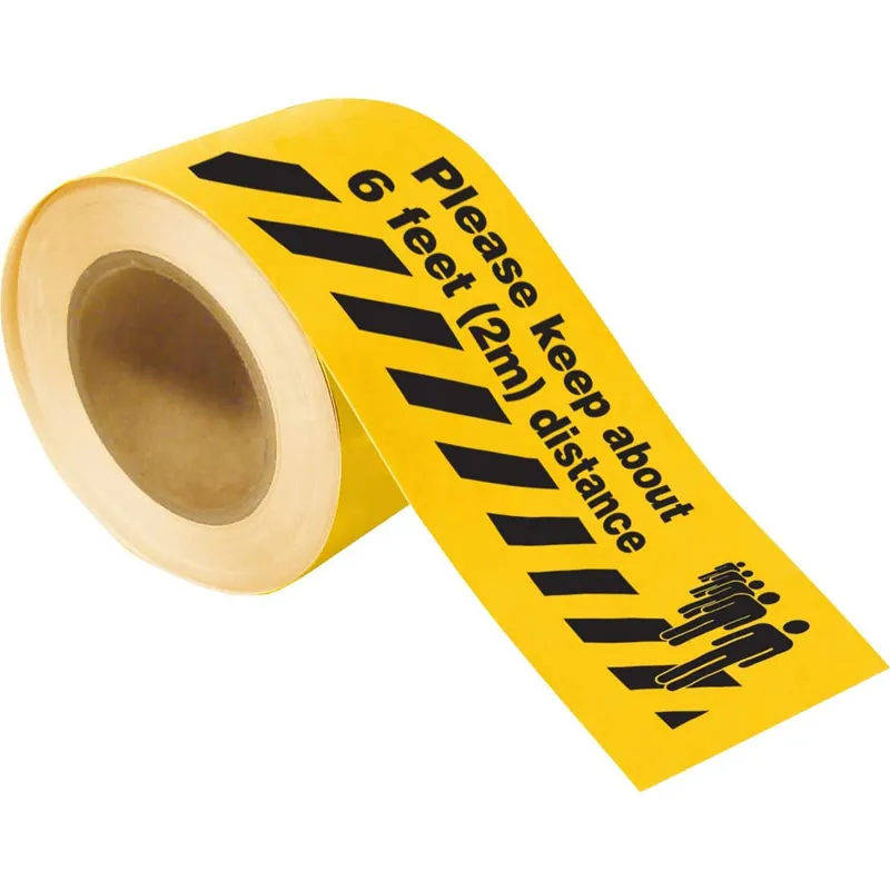 Brady 170216 "Please Keep About 6 feet (2m) Distance" Floor Marking Tape, 4" x 100‘ Roll