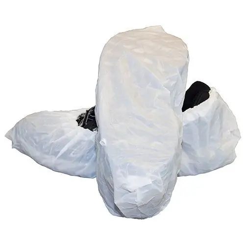Safety Zone Water-Resistant Polyethylene Shoe Covers with Tread, White