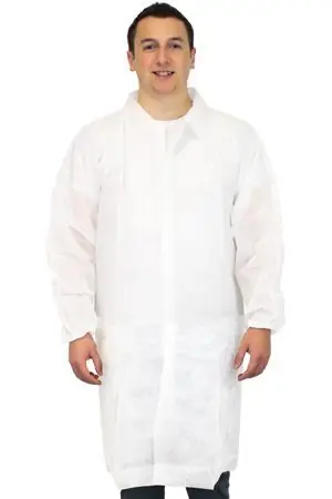 Safety Zone Polypropylene Disposable Frocks, White