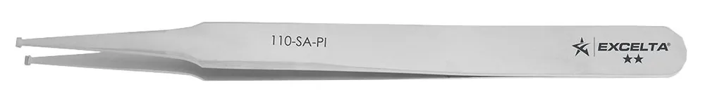 Excelta 110-SA ★★★ Stainless Steel SMD Tweezer with Straight, Small Paddle Tips with 0.02" Grooves