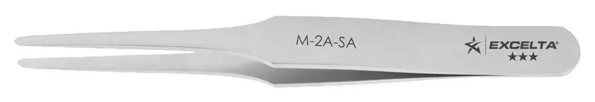 Excelta M-2A-SA ★★★ Neverust® Stainless Steel SMD Tweezer with Miniature Head & Straight, Flat, Tapered, Pointed Tips