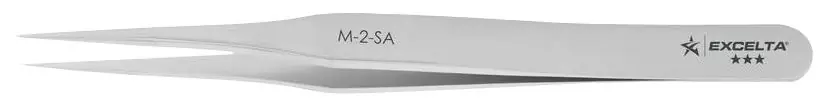 Excelta M-2-SA ★★★ Neverust® Stainless Steel Tweezer with Miniature Head & Straight, Fine, Tapered, Pointed Tips