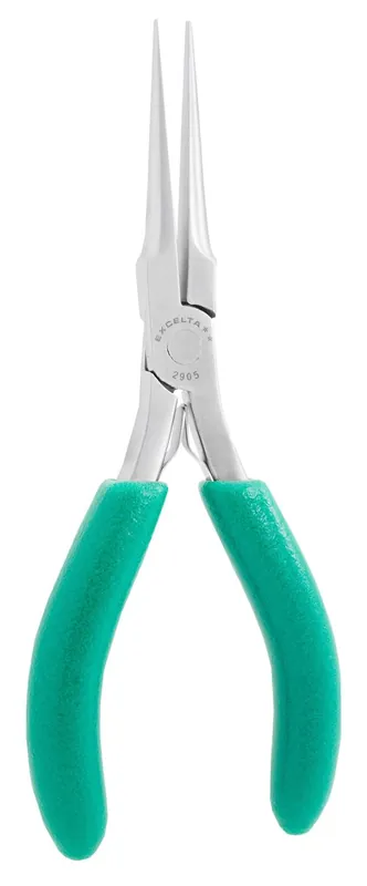 Excelta 2905 ★★ ESD-Safe Large Needle Nose Stainless Steel Pliers with Cushion Grips, 5.75" OAL