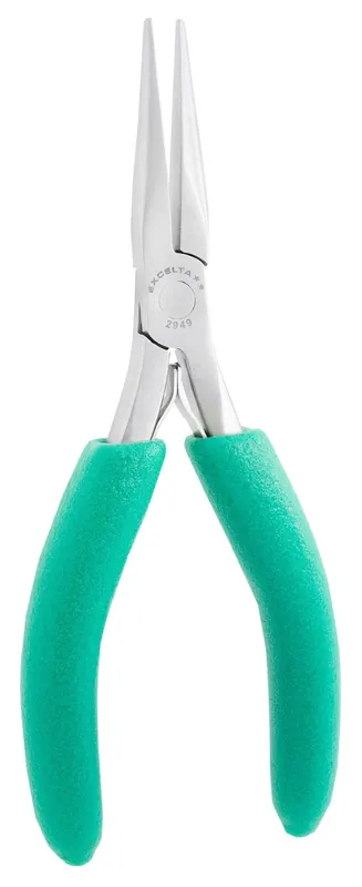 Excelta 2949 ★★ ESD-Safe Large Chain Nose Stainless Steel Pliers with Cushion Grips, 6.25" OAL