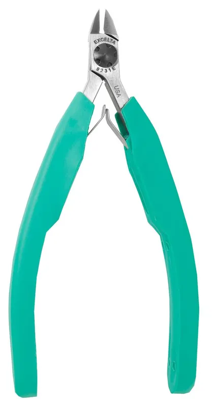 Excelta 9231E ★★★★★ Lazer Line® Small Oval Relieved Head Optimum Flush Carbon Steel 0.005" Bevel Side Cutter with Molded Grip Handles, 4.25" OAL