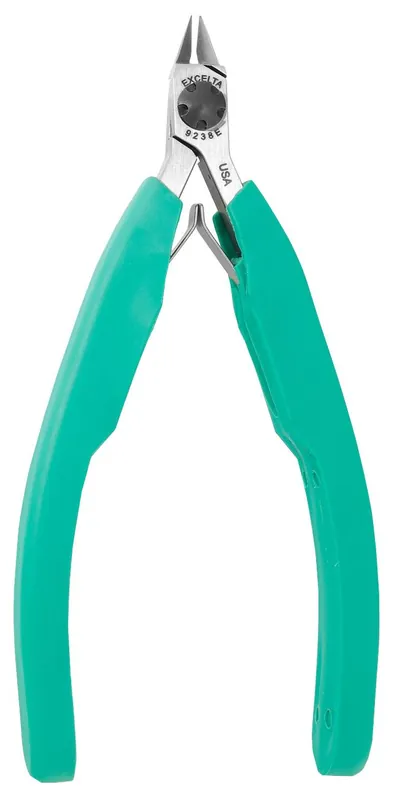Excelta 9238E ★★★★★ Lazer Line® Small Tapered & Relieved Head Lazer-Flush Carbon Steel Side Cutter with Molded Grip Handles, 4.25" OAL