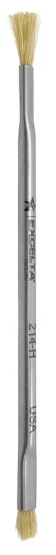 Excelta 214-H ★★ ESD-Safe Double-Ended Applicator Brush with Horse Hair Bristles, 0.19" dia. Trim & Stainless Steel Handle, 4.5" OAL