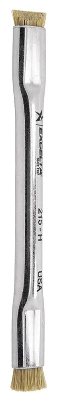 Excelta 215-H ★★ ESD-Safe Double-Ended Applicator Brush with Horse Hair Bristles, 0.5" dia. Trim & Stainless Steel Handle, 4.5" OAL