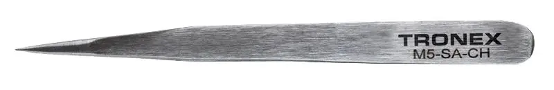Tronex M5-SA-CH Mini Stainless Steel Tweezer with Straight, Extra Tapered, Very Fine, Pointed Tips