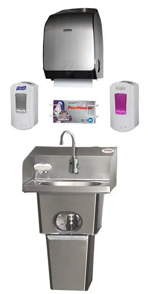 Eagle HFL-5000-LRS Touch-Free Hand Washing System with Waste Receptacle & End Splashes