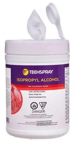 TechSpray 1610-100DSP Polyester Nonwoven Presaturated Wipes, 99% IPA, 5" x 8" (Pack of 100)