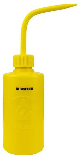 Menda 35791 durAstatic® Dissipative LDPE Wash Bottle, Yellow with "DI Water" Print, 8 oz.