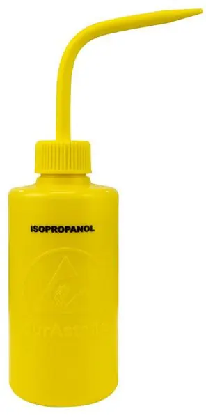 Menda 35792 durAstatic® Dissipative LDPE Wash Bottle, Yellow with "Isopropanol" Print, 8 oz.