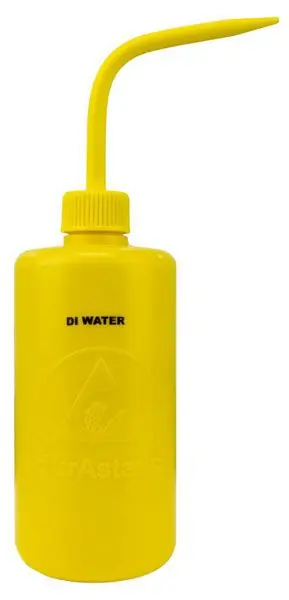Menda 35794 durAstatic® Dissipative LDPE Wash Bottle, Yellow with "DI Water" Print, 16 oz.