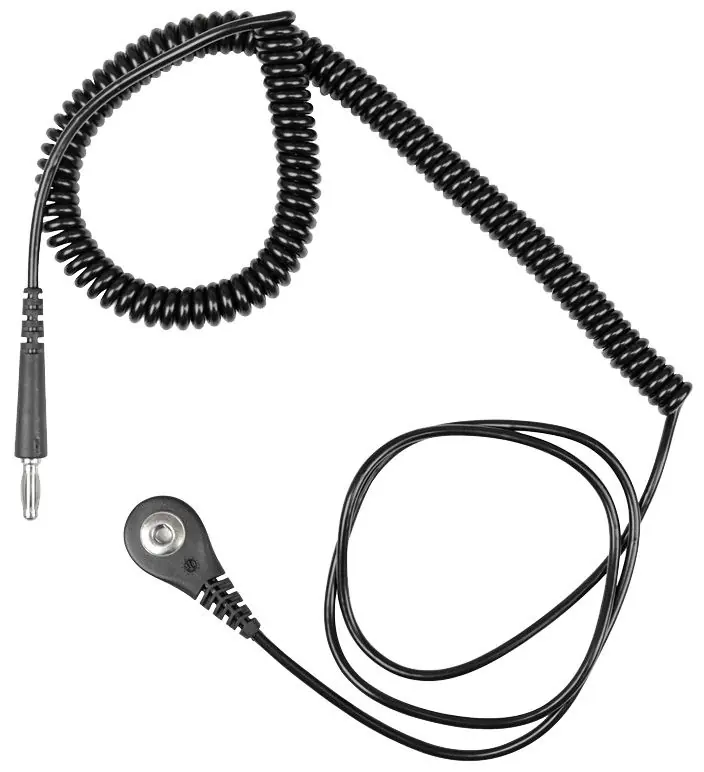 Desco 74340 Hip-to-Wristband Coil Cord, 4mm Snap to Banana Plug, Black, 6‘
