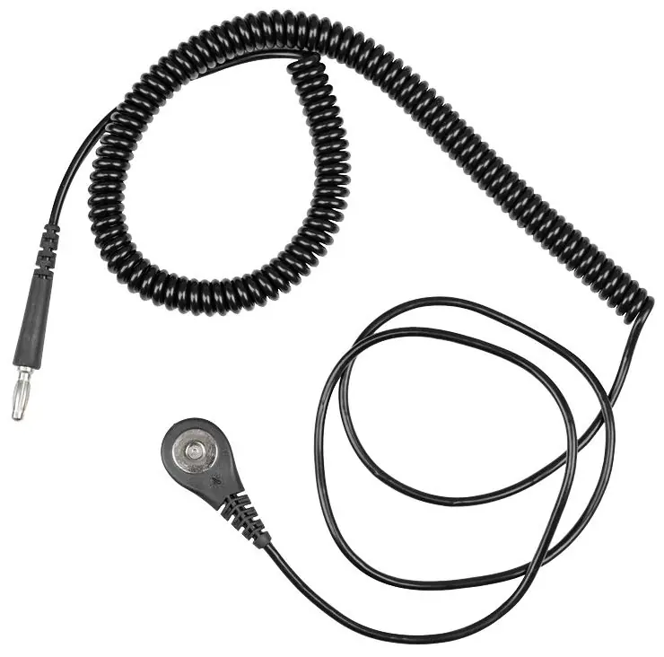 Desco 74341 MagSnap® Hip-to-Wristband Coil Cord, 4mm Snap to Banana Plug, Black, 6‘