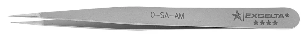 Excelta 0-SA-AM ★★★★ Antimicrobial Neverust® Stainless Steel Tweezer with Straight, Strong, Pointed Tips