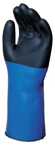 MAPA NL-517 Temp-Tec Neoprene Thermal Protection Gloves with Pebbled Rough Grips & Double-Knit Cotton Liner, Black/Blue (Case of 6 Pair)