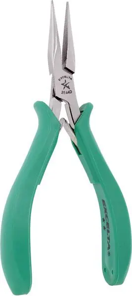 Excelta 2844D ★★ ESD-Safe Medium Chain Nose Stainless Steel Pliers with Serrated Jaw & Molded Grips, 5.75" OAL