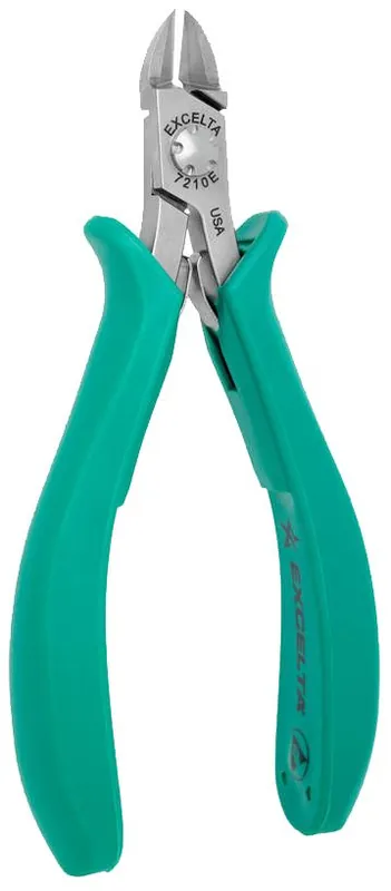 Excelta 7210E ★★★★ Lazer Line® ESD-Safe Medium Oval/Relieved Head Semi-Flush Carbon Steel Cutter with Molded Grip Handles, 4.75" OAL