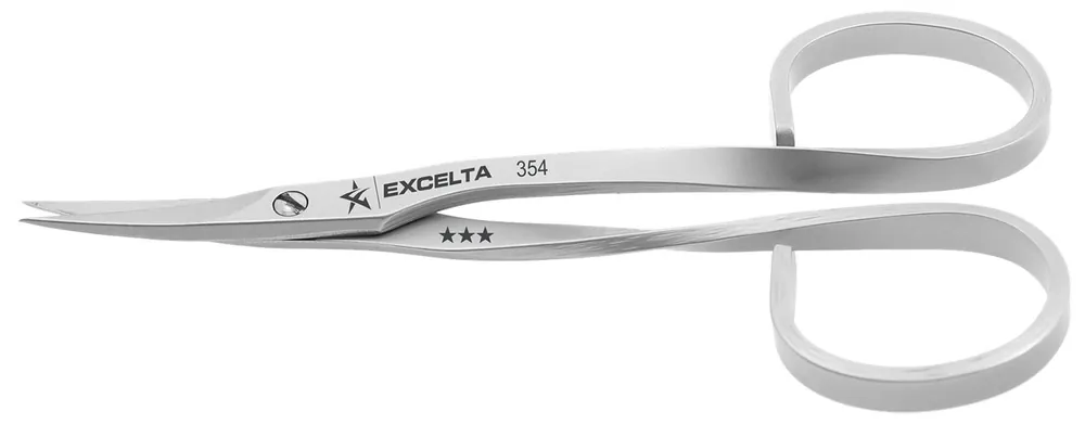 Excelta 354 ★★★ Medical-Grade Stainless Steel Scissors with Angles, Fine, Sharp Pointed Relieved Blades, 3.777" OAL