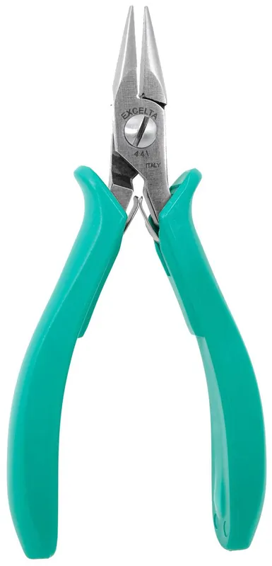 Excelta 44I ★★★ ESD-Safe Small Head Chain Nose Stainless Steel Pliers with Smooth Jaw & TealShield™ Molded Grip Handles, 5.5" OAL