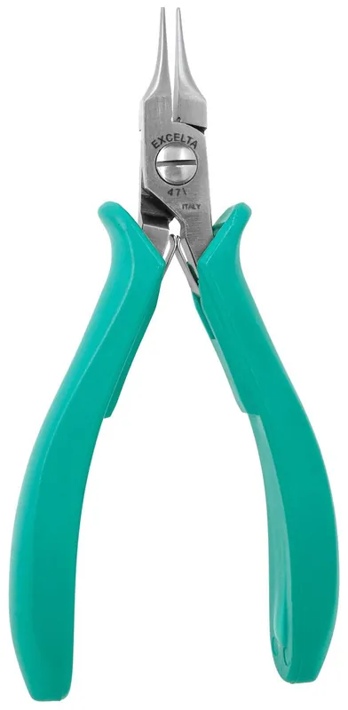Excelta 47I ★★★ ESD-Safe Small Head Needle Nose Stainless Steel Pliers with Smooth Jaw &TealShield™ Molded Grip Handles, 5.5" OAL