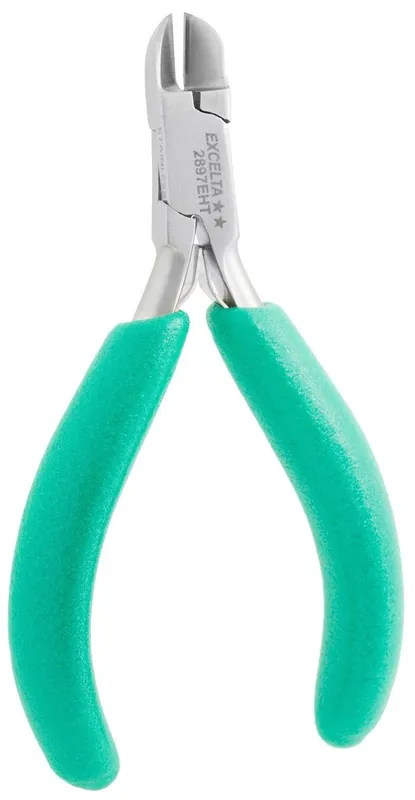 Excelta 2897EHT ★★ Medium Round Head Semi-Flush Stainless Steel Hard Wire Cutter with Carbide Inserts & Cushion Grip Handles, 4.5" OAL