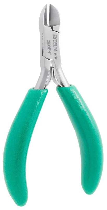 Excelta 2899EHT ★★ Small Round Head Semi-Flush Stainless Steel Hard Wire Cutter with Carbide Inserts & Cushion Grip Handles, 4.5" OAL