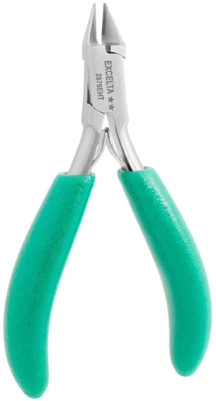 Excelta 2876EHT ★★ Small Tapered Head Semi-Flush Stainless Steel Hard Wire Cutter with Carbide Inserts & Cushion Grip Handles, 4.25" OAL