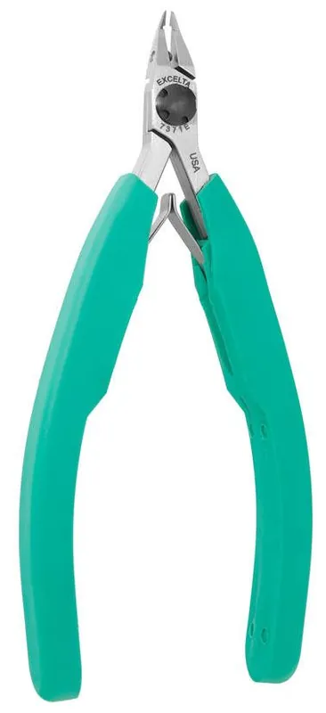Excelta 7371E ★★★★★ Lazer Line® Long, Fine, Relieved Head Lazer-Flush Carbon Steel Cutter with Tapered Miniature, 16° Angled Blades & SL Molded Grips, 4.25" OAL