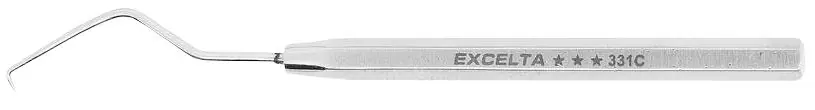 Excelta 331C ★★★ Stainless Steel Probe with 35° Curved, Short, Mini Fine Tip, 3" OAL