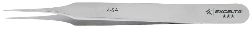 Excelta 4-SA ★★★ Swiss-Made Neverust® Anti-Magnetic Stainless Steel Tweezer with Straight, Tapered, Ultra Fine Pointed Tips, 4.25" OAL