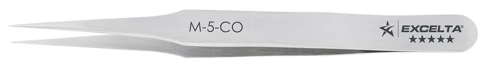 Excelta M-5-CO ★★★★★ Miniature Cobaltima® Tweezer with Tapered, Ultra-Fine Pointed Tips, 3.13" OAL