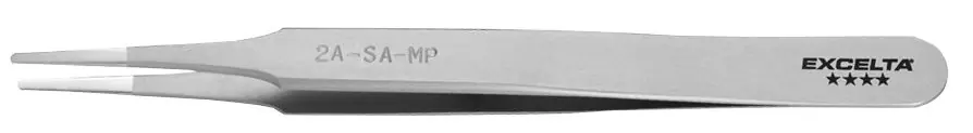Excelta 2A-SA-MP ★★★ Precision SMD Neverust® Stainless Steel Tweezer with Mirror Polished & Straight, Tapered, Flat Rounded Tips, 4.75" OAL