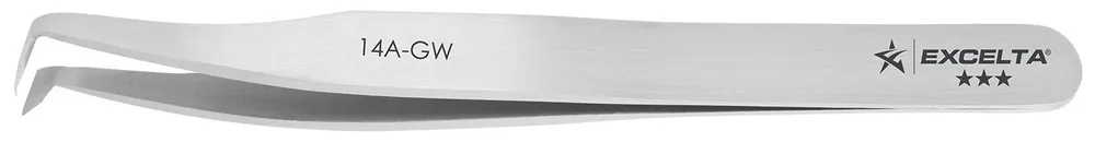 Excelta 14A-GW ★★★ Lightweight Thin Body, Miniature Head Carbon Steel Cutting Tweezer with 80° Angled Tips, for 0.01" Soft Wire