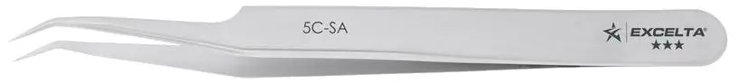 Excelta 5C-SA ★★★ Swiss-Made Neverust® Anti-Magnetic Stainless Steel Tweezer with 45° Angulated Ultra Fine Pointed Tips, 4.5" OAL