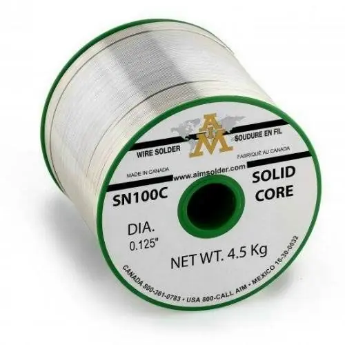 AIM SN100C Lead-Free Solid Solder Wire, 0.125" dia., 1 lb. Spool