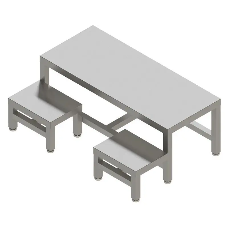 CleanPro® 32" x 48" Stainless Steel Side-by-Side Dual-Level Gowning Bench with Solid Top