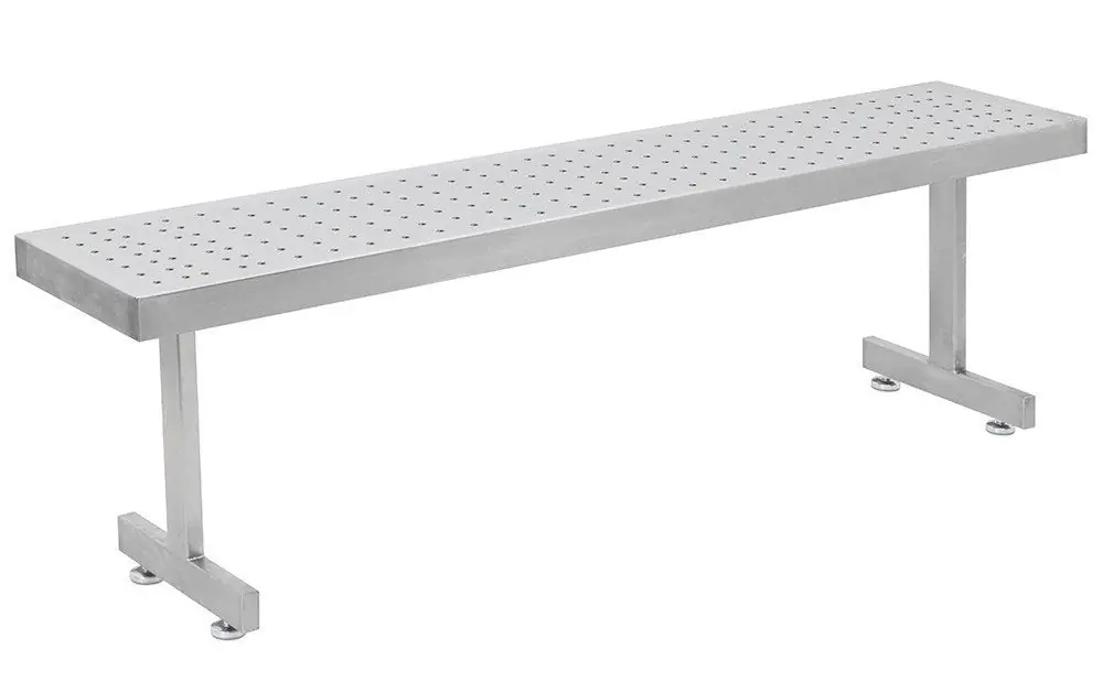 CleanPro® SGBP Stainless Steel Gowning Bench with 0.38" x 3" Perforated Top & Recessed Legs