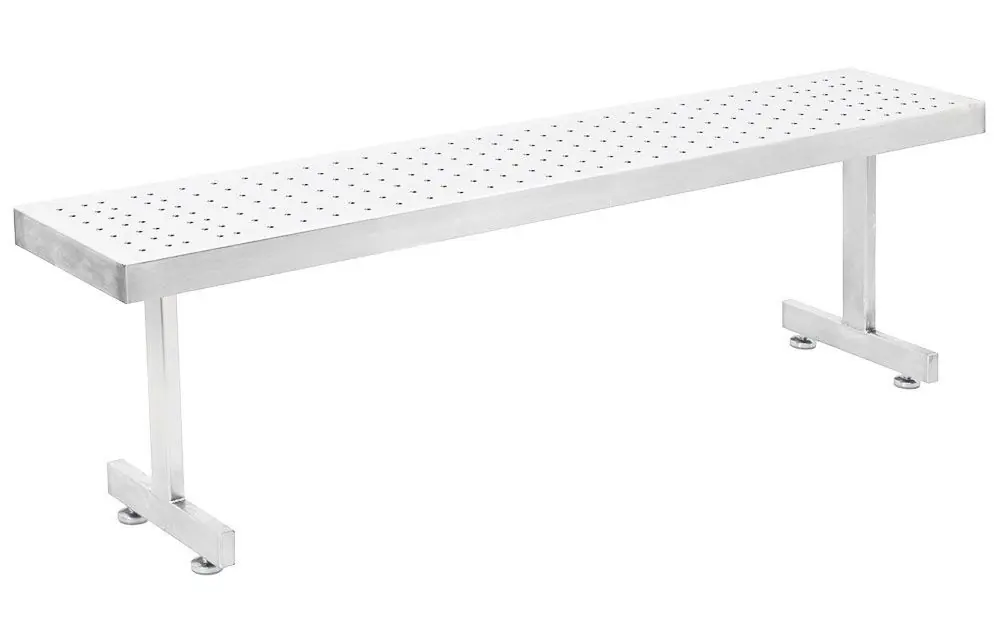 CleanPro® EGBP Electropolished Gowning Bench with 0.38" x 3" Perforated Top & Recessed Legs