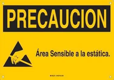 Brady "Área Sensible a la estática." Sign, 14" x 10"