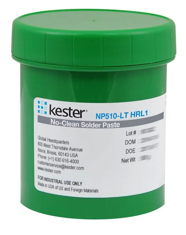 Kester 70-5306-2410 NP510-LT HRL1 Lead-Free No-Clean T4 Solder Paste for Low Temp. Applications, 500g Jar