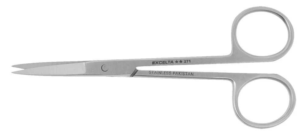 Excelta 271 ★★ Stainless Steel Scissors with Straight, Slim, Very Fine Blades & Extra-Long Handles, 4.75" OAL